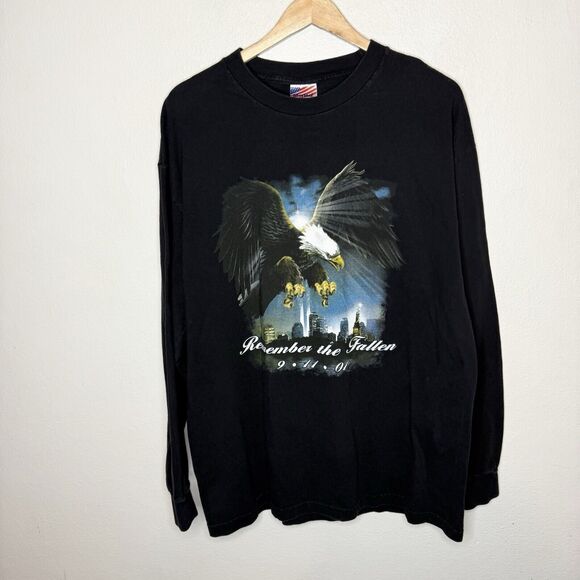 Vintage 9/11 Remember The‎ Fallen Bald Eagle USA New York T-Shirt Men’s XL - Picture 1 of 8